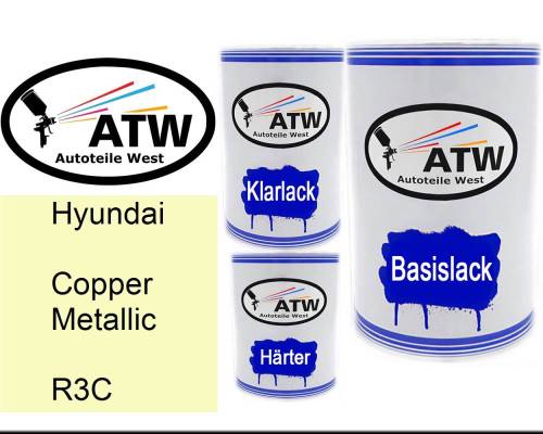Hyundai, Copper Metallic, R3C: 500ml Lackdose + 500ml Klarlack + 250ml Härter - Set, von ATW Autoteile West.